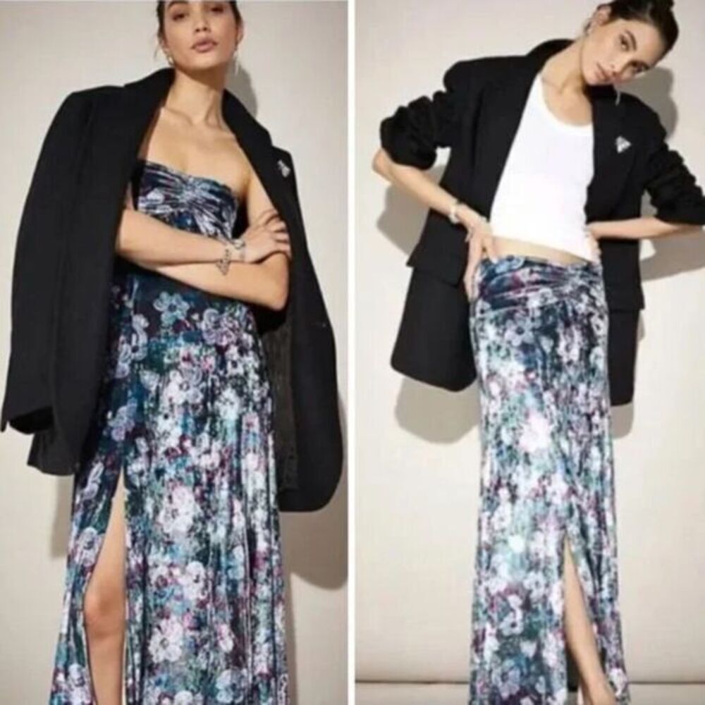 NEW Free People dress Carpe Diem Convertible Maxi Skirt Floral Velvet Dress, S